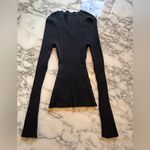 Quince NWOT  Heather Charcoal Grey Cotton Cashmere Ribbed Long Sleeve Sweater Photo 3