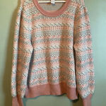 Design History  Metallic Crewneck Sweater Long Sleeve Casual Pink Silver XXL Photo 0