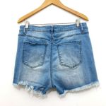 Wax Jean Light Denim High Rise Distressed Shorts Size L Photo 3