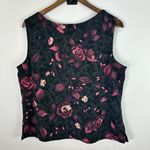 Laura Scott  Tank Top XL Black Pink Floral Sleeveless Blouse Cottage Romantic Vtg Photo 1