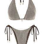 Zaful Black S/M Bikini Multiway Fishnet Tie Side Bandeau Halter Swimsuit NEW! Photo 0