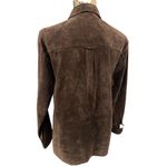 Charter Club Petite Leather Button Front Shacket Dark Brown Western Country Photo 3