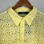 Ralph Lauren Lauren Shirt Womens 2X Yellow Eyelet Button Up Long Sleeve Cotton Photo 2
