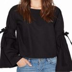 Free People  Black So Obviously Yours Classic Poplin Cotton Bell Sleeve Blouse Photo 0