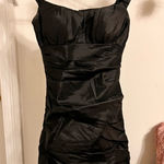 Bill Levkoff FINAL PRICE   Ruched Bodycon Satin Ruffle Pleated Mini Dress Photo 0