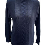 CHAPS  Cable Knit Tunic Sweater Womens Size M Black Pullover Turtleneck‎ Neutral Photo 0