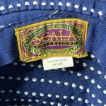 Scala  Collezione Blue Polka Dot Wide Brim Sun Hat Ribbon Bow Floppy Beach Cap OS Photo 8