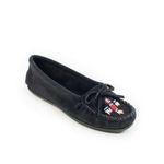 Minnetonka Moccasin Thunderbird II Suede Beaded Slip On Shoes Black Size 7 Photo 1