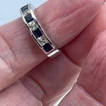 Boutique Blue Sapphire and rhinestone silver plated ring size 6:25 Photo 4
