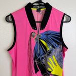 Jamie Sadock Dress Medium Pink Sleeveless Graphic Blah Blah Art Golf Tennis Photo 5