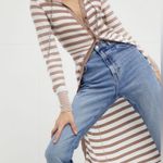 Free People  Vista Cardi Striped Ribbed Sweater Midi Dress Ivory Small Photo 2