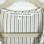 Veronica Beard Roca Top Size 0 White Metallic Stripe Button Front V-Neck Photo 5