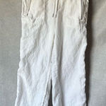 Athleta Women's White Cabo Linen Wide-Leg Linen Pants Size 4 Cropped Raw Hem Photo 0