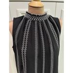 White House | Black Market WHBM Black & White Embroidered Sleeveless Top Minimalist Career Dressy Photo 3