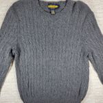 Ralph Lauren Rugby Cable Knit Sweater Large Gray Wool Angora Cashmere Blend Photo 7