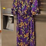 💕SALONI💕 Olivia Floral Printed Silk Midi Dress ~ Violet Sweetpeas US 4 Purple Photo 12