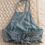Hudson Gray Distressed Blue Halter Crop Top Photo 1