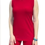 Norma Kamali NWOT  Tiger Red Drop Shoulder Top Sleeveless Jersey Knit Puckered XL Photo 0