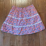J.Crew red floral smocked waist lace tiered skirt size large Red Photo 7