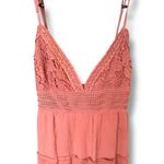 Rue 21  XL Boho Crochet Lace Tiered Mini Dress Rust Pink Open Back Photo 1