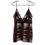 Lovers + Friends  Plaid Camisole Tank Top Women's Size Large‎ Lace Trim V-Neck Photo 2