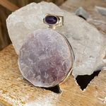 Flashy Lepidolite Mica & Amethyst Sterling Silver Pendant Purple Photo 6