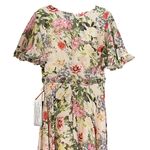 Mac Duggal Size 4 NEW 9079 Floral Print Faux Wrap Flutter Sleeve A Line Gown Photo 7