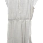 Cloth & Stone White Short Sleeve Ruffle Tie Neck Mini Dress Size M Rayon Linen Photo 3
