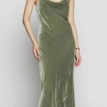Reformation  Salamanca Cowl Neck Crushed Velvet Midi Dress in Green Artichoke Photo 0