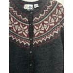 Vintage Fair Isle Wool Blend Sweater Button Front Paul Harris Nordic Knit Med Gray Photo 2