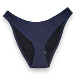 J.Crew  Textured Curved-Waist Cheeky Bikini Swim Bottom‎ in Navy Blue Sz L NEW Photo 0