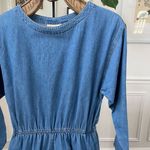 Coldwater Creek Vintage 90s  Chambray Denim Dress Raw Hem Blue Small Petite Photo 1