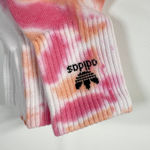Adidas  Women Crew Socks 3 Pack Shoe Size 5-10 Tie Dye White Pink Orange Trefoil Photo 3