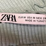 ZARA Light Blue Ribbed Knit Scalloped Trim Square Neck Stretch Crop Tank Top M Photo 2