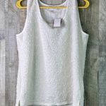 Kasper Size Large Ivory Textured Sequin Sleeveless Jewel Neck Tank Top Photo 1