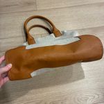 Tory Burch Ella Canvas Embroidered Leather Beige Tote Bag Photo 3