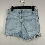 ZARA  Distress Light Blue Denim Mom Shorts Cuffed Button Fly Distressed Size 4 Photo 1
