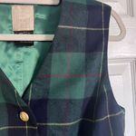 Vtg Laurel Virgin wool tartan plaid satin vest blues greens gold button regal 40 Green Size undefined Photo 1