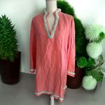 Sail To Sable  Coral Mint Green STS Linen Shift Dress Size Large Photo 1