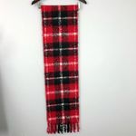 Victoria's Secret Victoria’s Secret Black & Scarlet Red Cozy Plush Plaid Fringe Large Scarf Photo 9