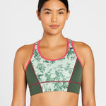 Tuckernuck  Floral Green Sports Bra Pink Trim Unpadded Size Small Photo 0