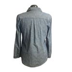 Old Navy  Women’s Shirt Gray With Blue Polka Dots Long Sleeves Size Large Photo 2