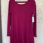 Francesca's NWT Francesca’s Maroon Purple Red Waffle knit boho long sleeve knee length dress Photo 0