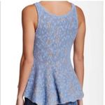Free People  Knitted Top Women’s Small Blue Tan Side by Side Peplum Tank size S Photo 2