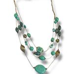 Chico's Chico’s Women’s Necklace Earrings Set Multi Strand Turquoise Gold 12” Length Photo 6