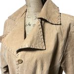 Jennyfer J 100% Leather Long Tan Belted Trench Coat Women size 10 Photo 8