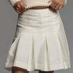 Anthropologie Maeve Pleated Taffeta Mini Skirt (NEW Ivory Size 14) Photo 2