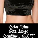 PINK - Victoria's Secret Victoria’s Secret PINK Crushed Velvet Cami Crop Bra Top BLUE Size Large NWT Photo 3