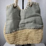 Sun n Sand Woven Tote 18"x17" Large Gray Tan Beach Pool Shoulder Bag Summer Gray Photo 12