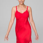 Soma NWT  SENSUOUS 100% Silk Lace Red Chemise Size Large Photo 0